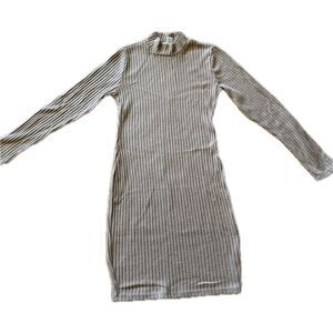 Bozzolo Ribbed Above Knee & Mini Bodycon Sweater Dress Tan Nude Women’s Size M